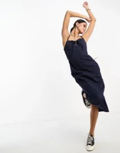 COLLUSION - Vestito Midi Con Spalline E Dettaglio Tasca Blu Navy -Vendite ASOS Maternity || RIVER ISLAND || Monki 204900765 3