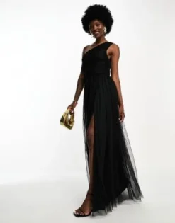 Anaya Tall - Vestito Lungo Da Matrimonio In Tulle Nero Monospalla -Vendite ASOS Maternity || RIVER ISLAND || Monki 204902665 4