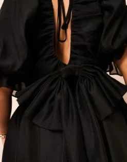 ASOS LUXE Curve - Vestito Skater Corto Con Scollo A V In Organza Nero -Vendite ASOS Maternity || RIVER ISLAND || Monki 204939253 2