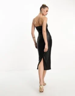 Naked Wardrobe - Vestito Midi A Fascia Nero In Pelle Sintetica -Vendite ASOS Maternity || RIVER ISLAND || Monki 204945086 4