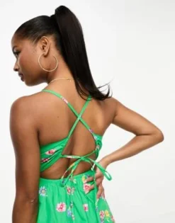 Nobody's Child Petite - Billie - Vestito Midi In Cotone Verde A Fiori -Vendite ASOS Maternity || RIVER ISLAND || Monki 204954157 3