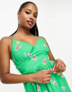 Nobody's Child Petite - Billie - Vestito Midi In Cotone Verde A Fiori -Vendite ASOS Maternity || RIVER ISLAND || Monki 204954157 4