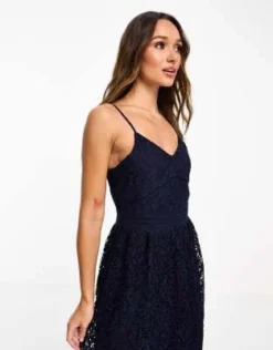 Y.A.S - Vestito Midi Con Spalline Sottili Da Damigella In Pizzo Blu Navy -Vendite ASOS Maternity || RIVER ISLAND || Monki 204958215 3