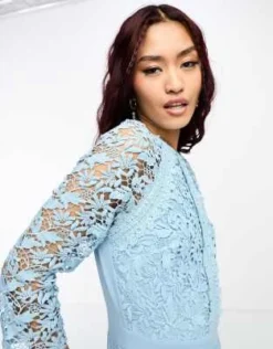 Little Mistress - Vestito Al Polpaccio Blu Con Dettaglio In Pizzo -Vendite ASOS Maternity || RIVER ISLAND || Monki 204958940 2