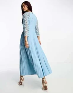 Little Mistress - Vestito Al Polpaccio Blu Con Dettaglio In Pizzo -Vendite ASOS Maternity || RIVER ISLAND || Monki 204958940 3