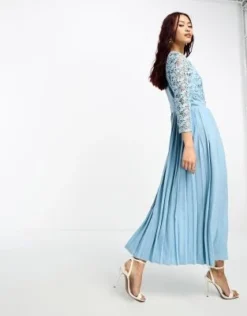 Little Mistress - Vestito Al Polpaccio Blu Con Dettaglio In Pizzo -Vendite ASOS Maternity || RIVER ISLAND || Monki 204958940 4