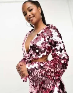 Esclusiva Collective The Label Petite - Vestito Corto Rosa Con Cut-out E Paillettes A Disco -Vendite ASOS Maternity || RIVER ISLAND || Monki 204967191 3