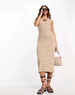 River Island - Vestito Midi A Colonna Beige Con Dettaglio Ad Anello -Vendite ASOS Maternity || RIVER ISLAND || Monki 204969556 4