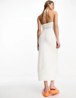 & Other Stories - Vestito Midi Allacciato Al Collo Bianco Sporco All'uncinetto Con Cut-out -Vendite ASOS Maternity || RIVER ISLAND || Monki 204980838 3