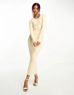 Bardot - Vestito Midi In Maglia Color Crema -Vendite ASOS Maternity || RIVER ISLAND || Monki 205005017 3