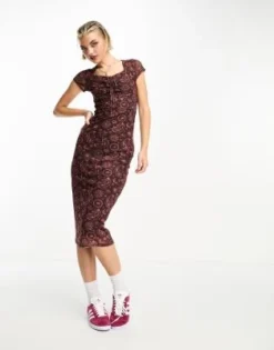 Daisy Street - Vestito Midi Stile Grunge Marrone Cachemire