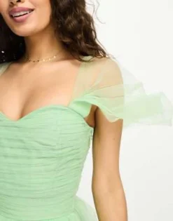 Lace & Beads Petite - Vestito Al Polpaccio In Tutte Arricciato Verde Mela -Vendite ASOS Maternity || RIVER ISLAND || Monki 205026438 3