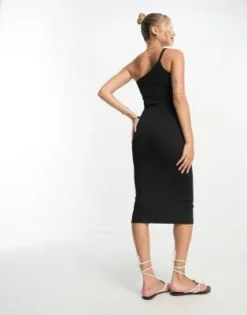 PULL & BEAR Pull&Bear - Vestito Midi Monospalla Nero Con Cut-out -Vendite ASOS Maternity || RIVER ISLAND || Monki 205038960 3