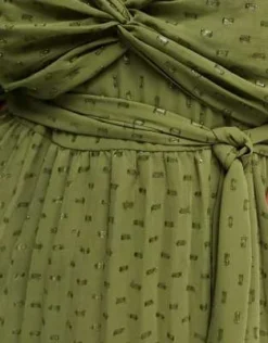 ASOS DESIGN Curve - Vestito Midi Verde Oliva In Plumetis Con Maniche Lunghe Attorcigliato Sul Davanti -Vendite ASOS Maternity || RIVER ISLAND || Monki 205066445 4