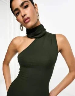 ASOS DESIGN - Vestito Midi Kaki Allacciato Al Collo Monospalla -Vendite ASOS Maternity || RIVER ISLAND || Monki 205066494 3