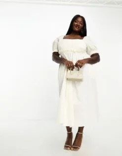 Nobody's Child Plus - Ginger - Vestito Babydoll Midi Color Crema -Vendite ASOS Maternity || RIVER ISLAND || Monki 205085089 4