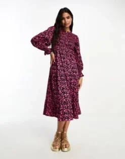 Wednesday's Girl - Vestito Al Polpaccio Arricciato Con Stampa A Fiorellini Nero E Rosa -Vendite ASOS Maternity || RIVER ISLAND || Monki 205100272 4