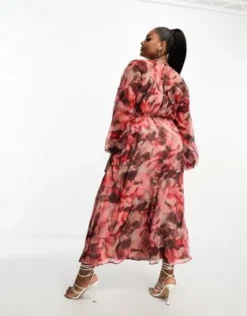 ASOS DESIGN Curve - Vestito Midi A Maniche Lunghe Con Stampa A Fiori Sfumata E Laccio In Vita -Vendite ASOS Maternity || RIVER ISLAND || Monki 205111363 3