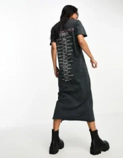 ASOS DESIGN - Vestito T-shirt Midi Antracite Slavato Con Stampa Di Teschio -Vendite ASOS Maternity || RIVER ISLAND || Monki 205142016 3