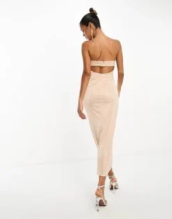 ASOS DESIGN - Vestito Midi A Fascia Laminato Oro Metallizzato -Vendite ASOS Maternity || RIVER ISLAND || Monki 205171792 3