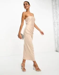 ASOS DESIGN - Vestito Midi A Fascia Laminato Oro Metallizzato -Vendite ASOS Maternity || RIVER ISLAND || Monki 205171792 4