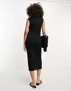 River Island - Vestito Midi Drappeggiato Nero Con Scollo Ad Anello -Vendite ASOS Maternity || RIVER ISLAND || Monki 205211075 3