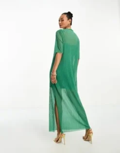 & Other Stories - Vestito Midi In Rete Verde A Pieghe -Vendite ASOS Maternity || RIVER ISLAND || Monki 205215737 3