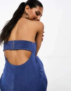 ASOS DESIGN - Vestito Midi A Fascia Blu Navy Testurizzato Con Drappeggio -Vendite ASOS Maternity || RIVER ISLAND || Monki 205215920 2