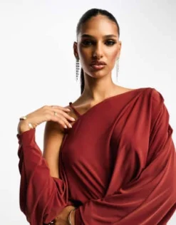 ASOS DESIGN - Grecian - Vestito Midi Color Ruggine Con Spalle Scoperte -Vendite ASOS Maternity || RIVER ISLAND || Monki 205215941 2