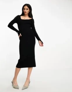 & Other Stories - Vestito Midi Nero In Maglia A Coste -Vendite ASOS Maternity || RIVER ISLAND || Monki 205217625 4