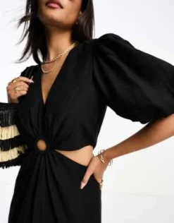 New Look - Vestito Midi Nero Con Dettaglio Ad Anello E Cut-out -Vendite ASOS Maternity || RIVER ISLAND || Monki 205232940 3