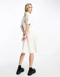 Fred Perry - Vestito Camicia Raccolto Bianco Neve -Vendite ASOS Maternity || RIVER ISLAND || Monki 205255128 3