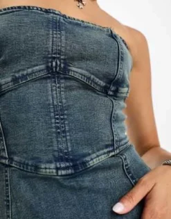 Bershka - Vestito A Fascia Con Gonna Al Polpaccio In Denim Slavato -Vendite ASOS Maternity || RIVER ISLAND || Monki 205332756 3