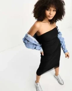 Stradivarius - Vestito Midi In Rete Nero