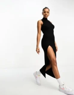 Bershka - Vestito Midi Accollato In Maglia Nero -Vendite ASOS Maternity || RIVER ISLAND || Monki 205450106 4