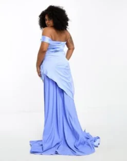 Yaura Plus - Vestito Lungo Blu Asimmetrico Incrociato Con Spalle Scoperte -Vendite ASOS Maternity || RIVER ISLAND || Monki 23229667 3